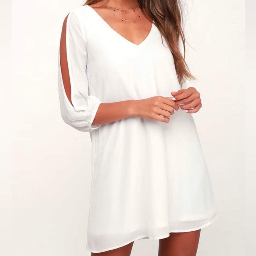 White Sleeved Mini Dress